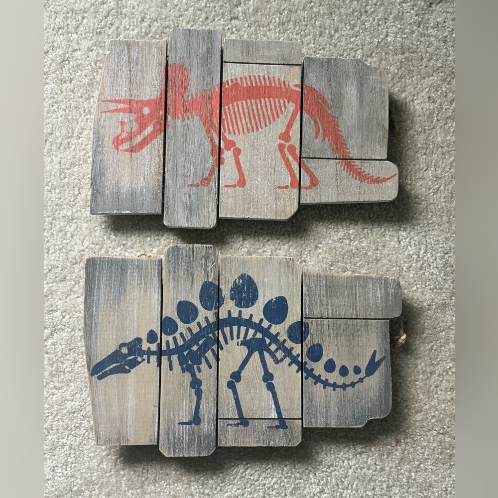 Open Road Brands Blue & orange Dinosaur Skeleton Wall Art